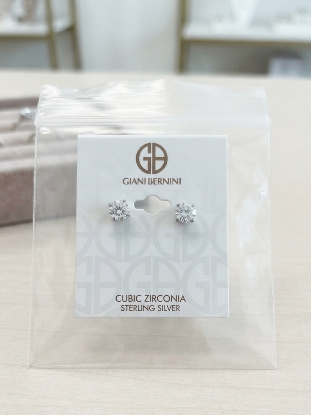 Giani Bernini Silver-Tone Clear Cubic Zirconia Stud Earrings
